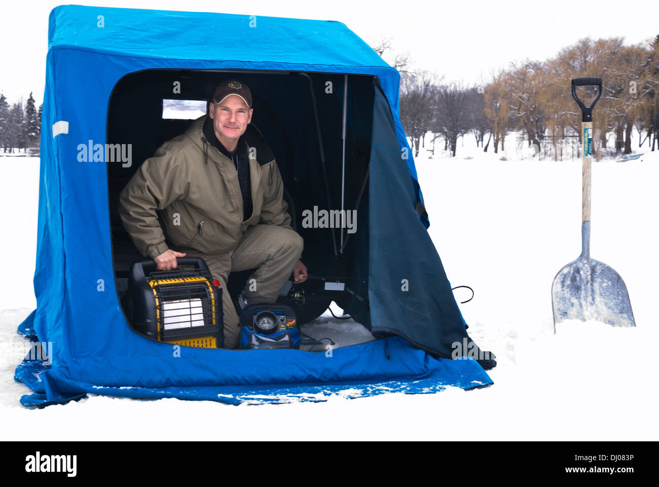 Man ice fishing hut hires stock photography and images Alamy