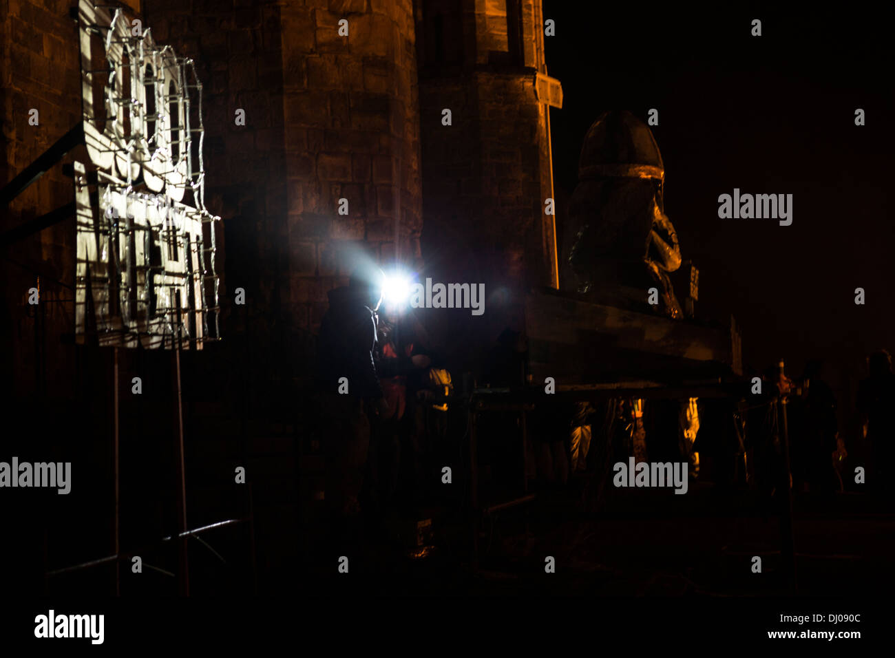 torch good night sign castle warrior head helmet Stock Photo Alamy