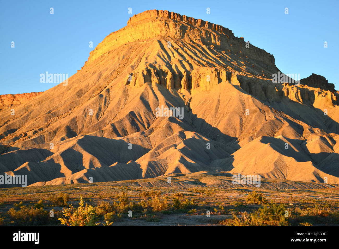Sunset on Mt. Garfield along I70 near Palisade, Colorado Stock Photo