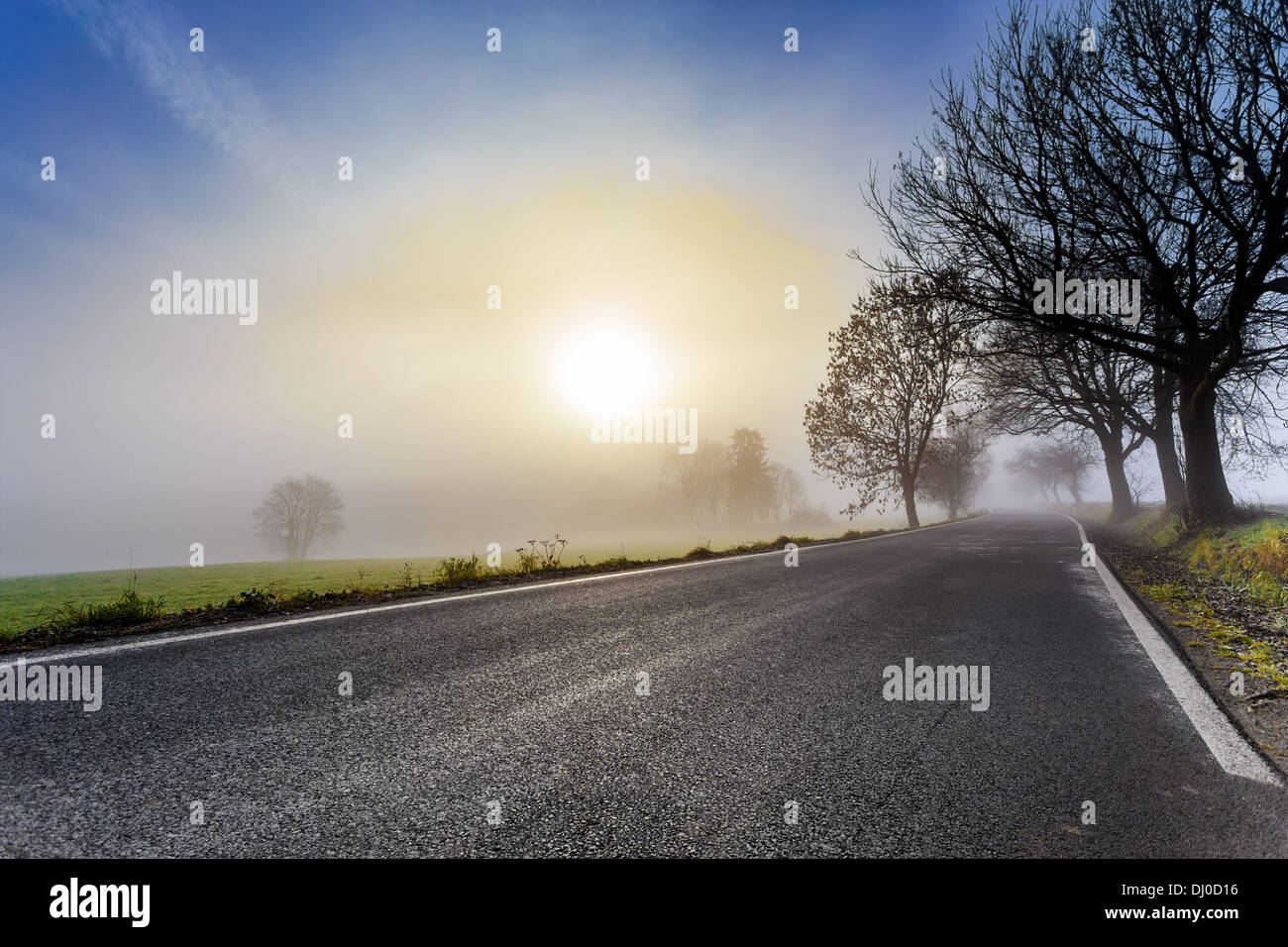 Mystical rural foggy road hi-res stock photography and images - Alamy