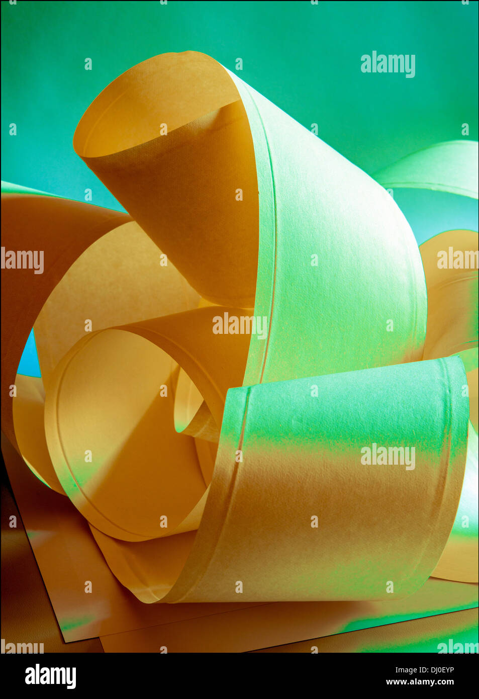 Yellow and green paper rolls Stock Photo Alamy