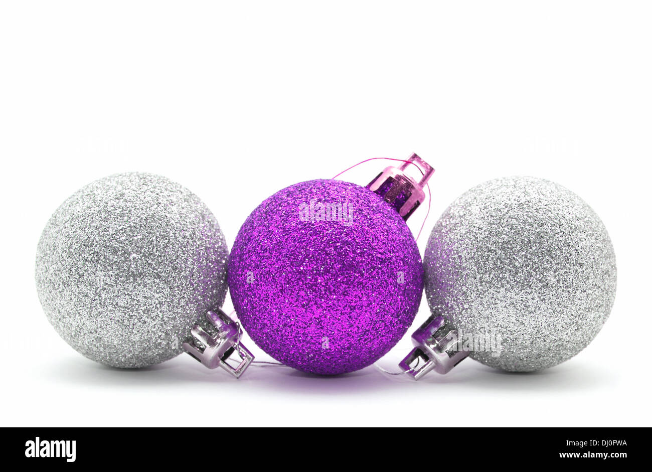 Sparkle christmas baubles isolated on white Stock Photo