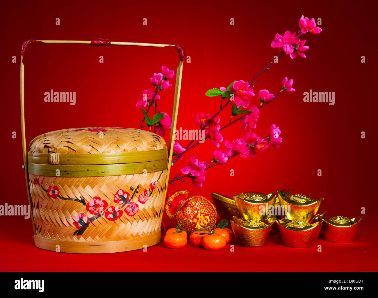 Chinese new year festival decorations, ang pow or red packet and gold