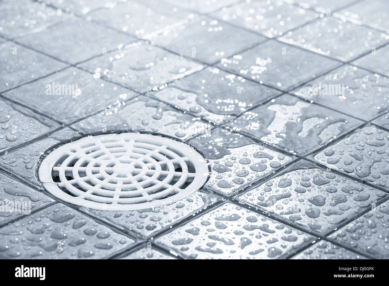 Shower Drainage Holes With Stainless Covers Set Stock Illustration
