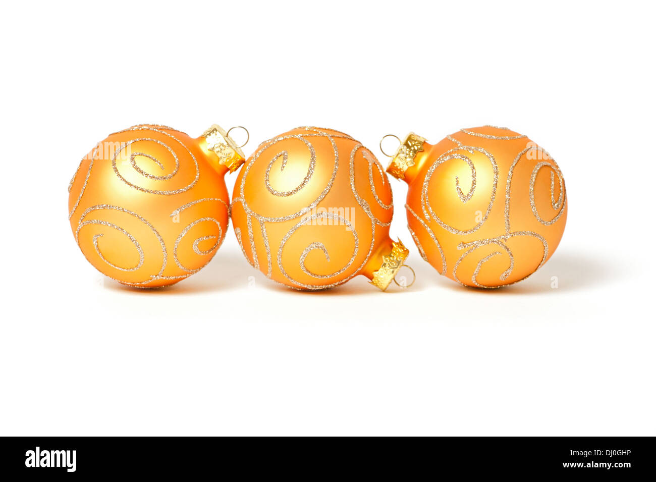 Christmas baubles in a row Stock Photo