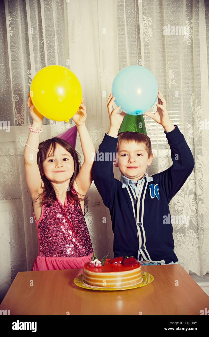 Birthday party of two friends Stock Photo