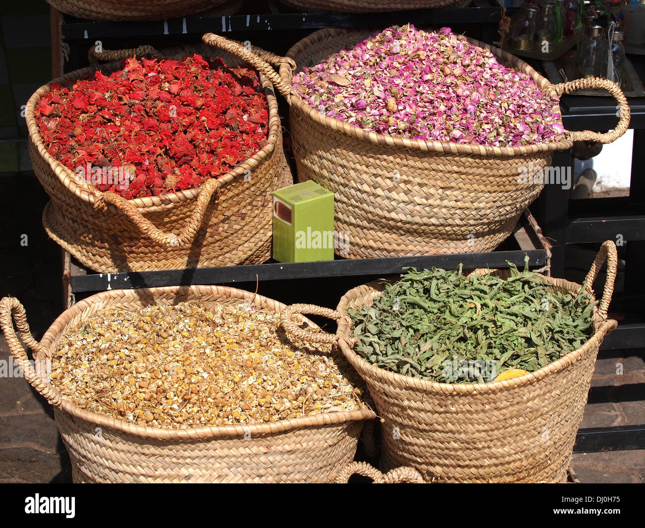 spices in baskets on open market in Morocco Stock Photo Alamy