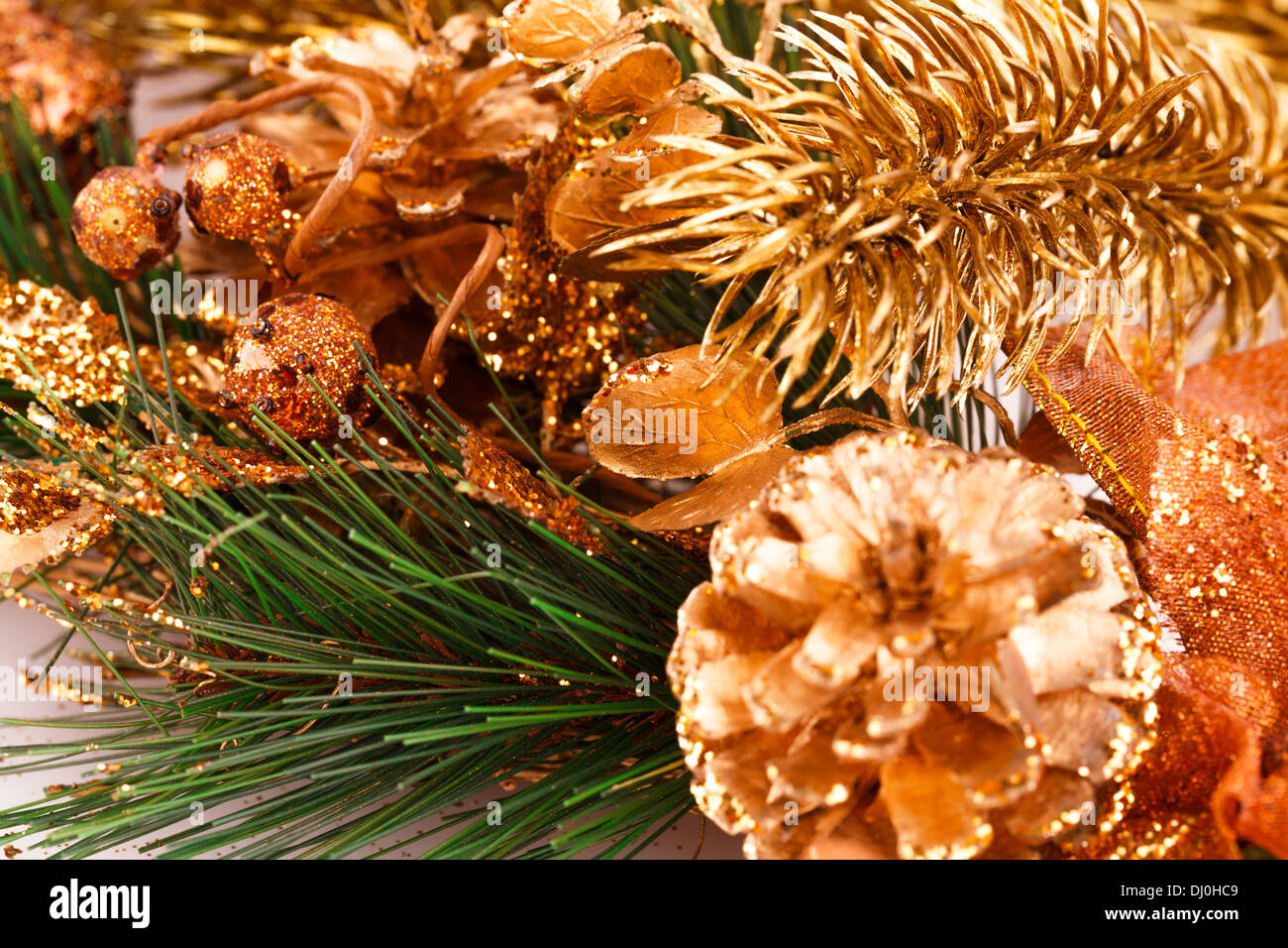 Christmas tree branch with cones closeup image Stock Photo Alamy