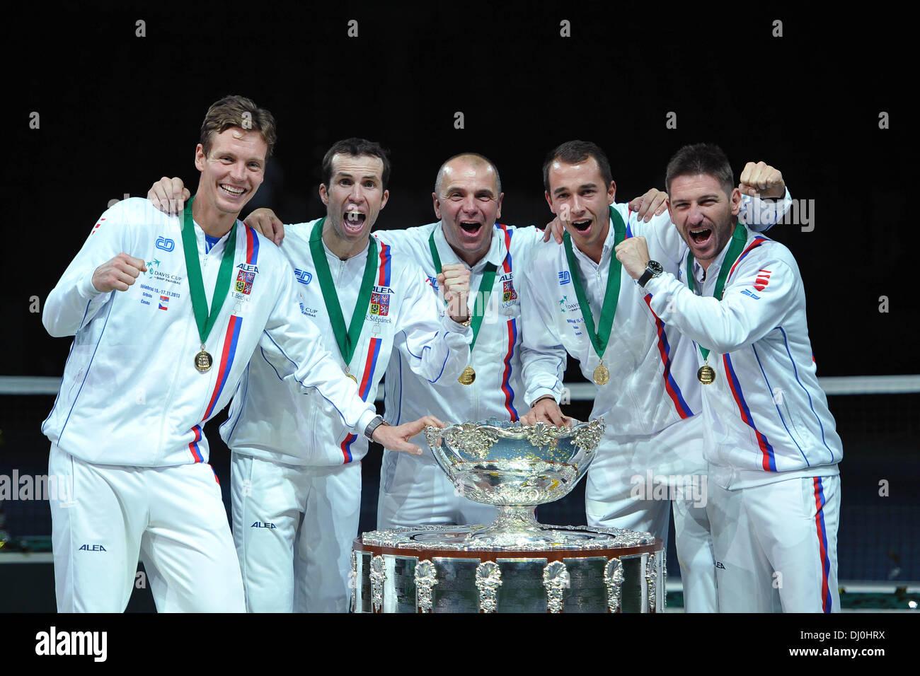 Belgrade, Serbia. 17th Nov, 2013. Czech team with Davis Cup trophy ...