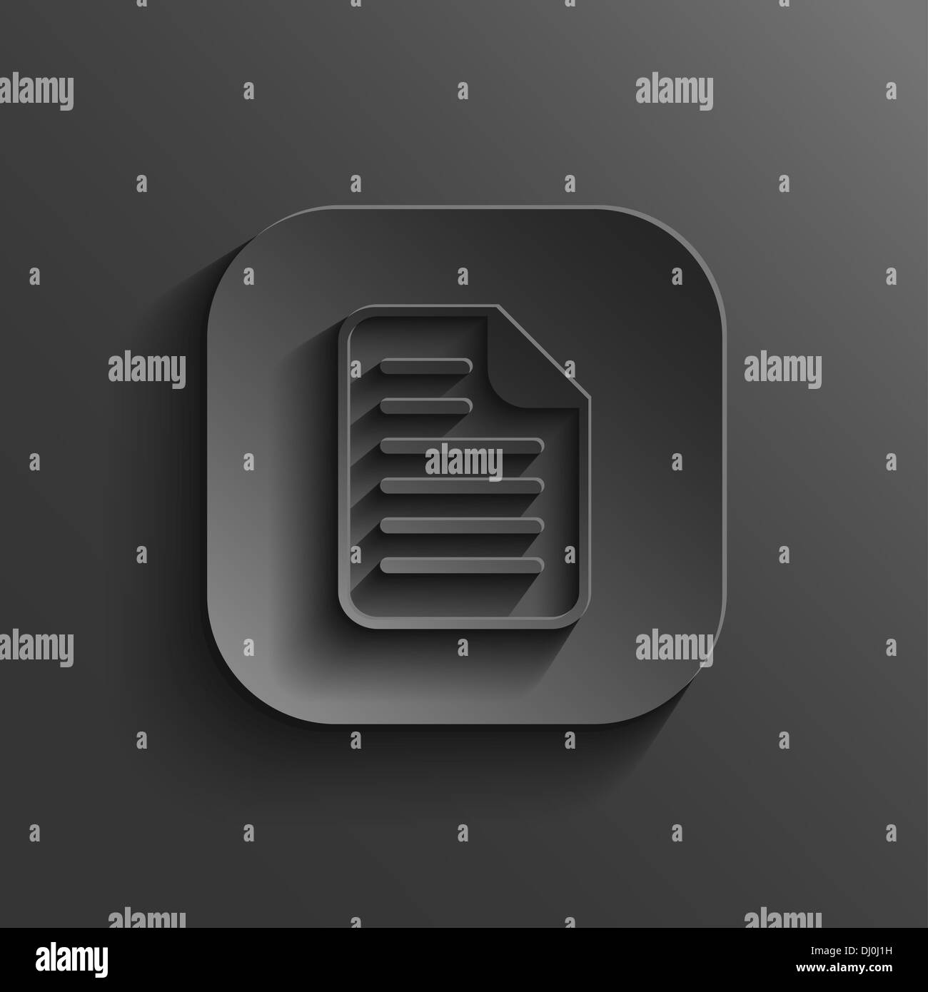 Document icon - black app button with shadow Stock Photo
