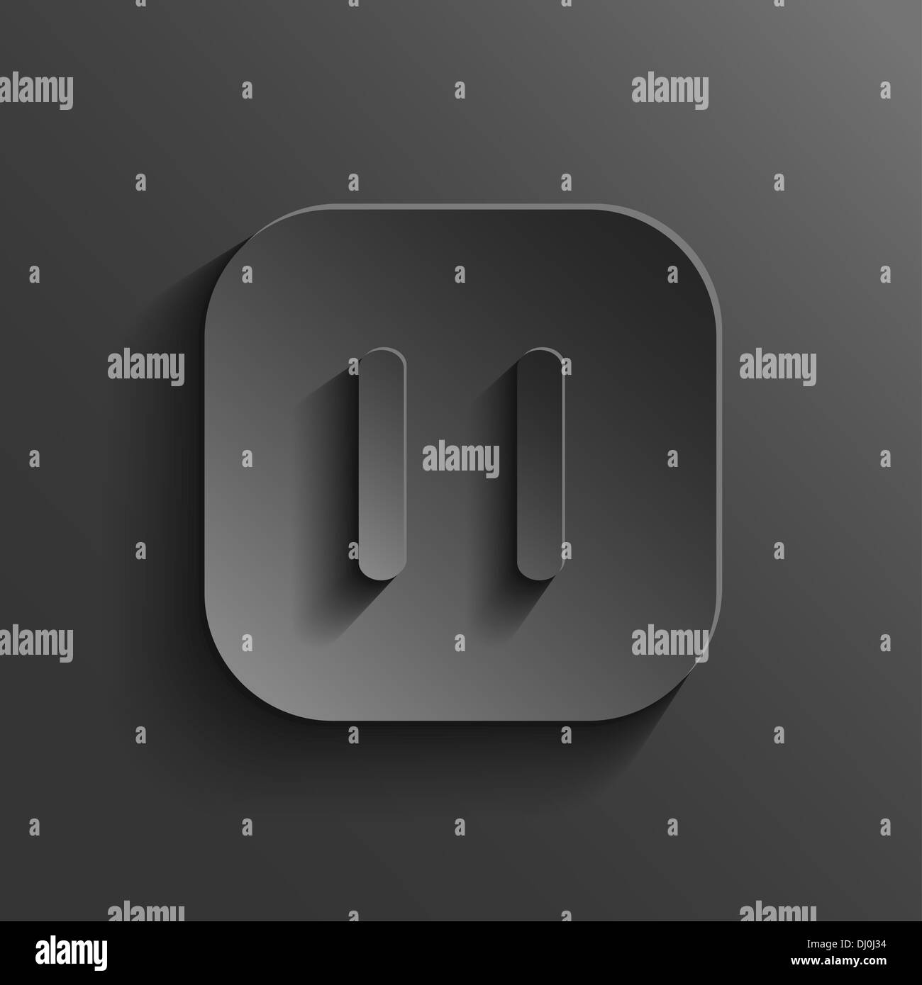 Pause icon - media player icon - black app button with shadow Stock ...