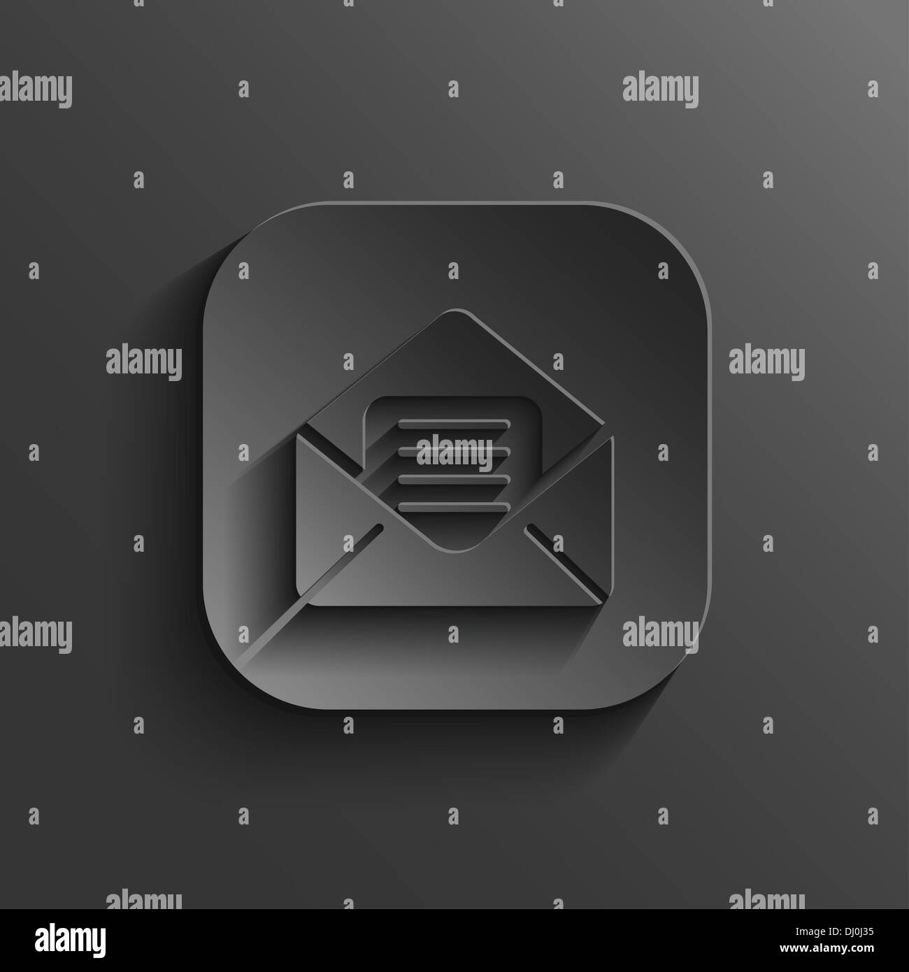Mail icon - black app button with shadow Stock Photo - Alamy