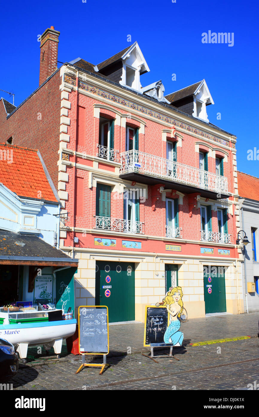 Fishmongers and town house on Quai Blavet, St Valery sur somme, Somme
