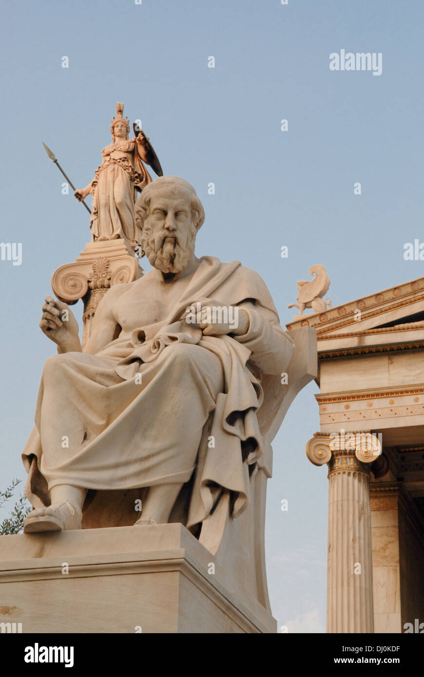 Statuary outside the National and Kapodistrian University of Athens Stock Photo