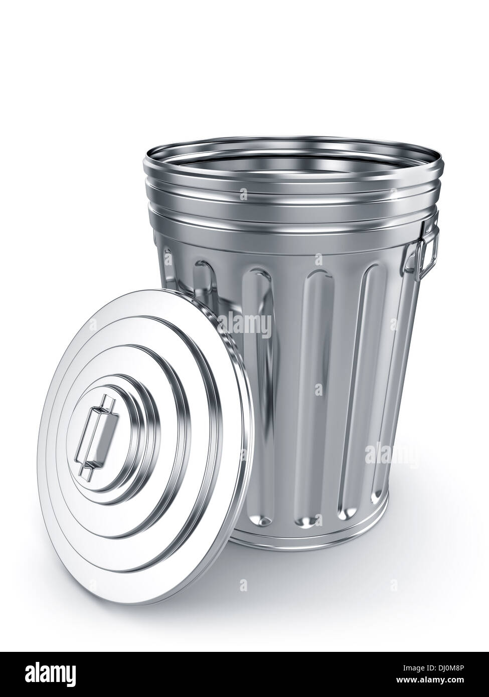 3d render of opened trash can isolated on white background Stock