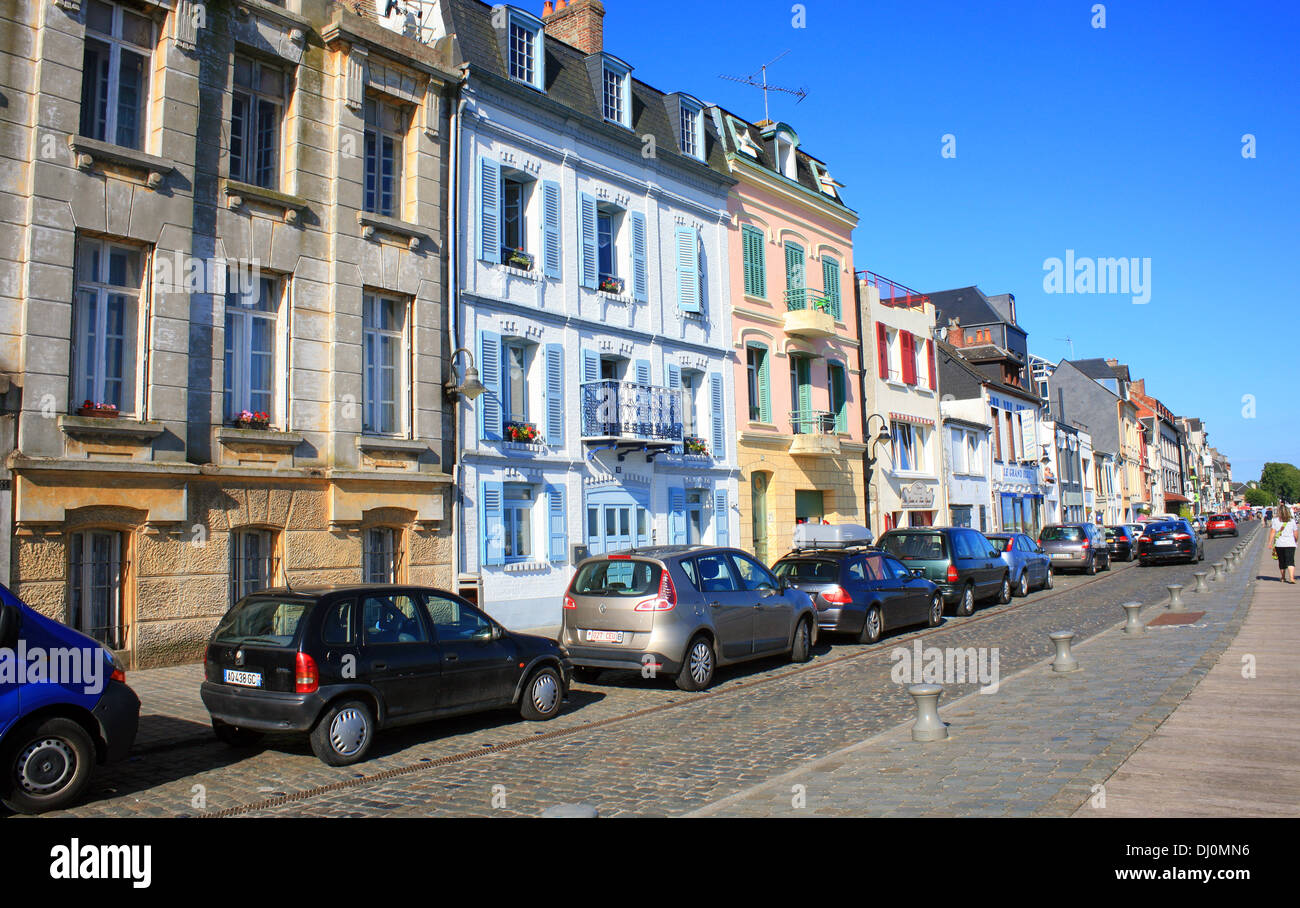 French seaside town houses on Quai Blavet, St Valery sur somme, Somme