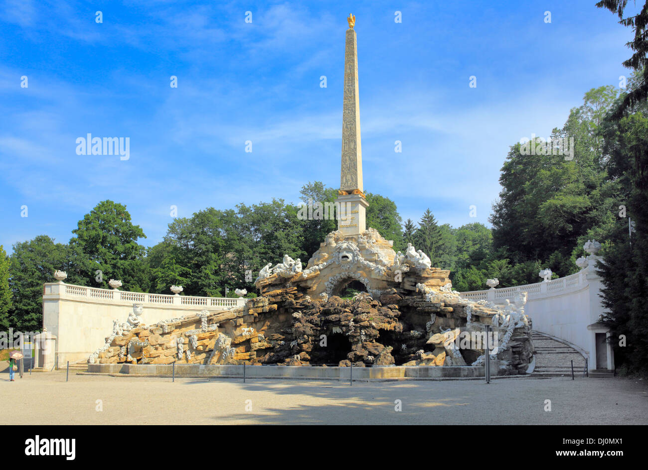 Obelisk Fountain, Schonbrunn Palace, Vienna, Austria Stock Photo