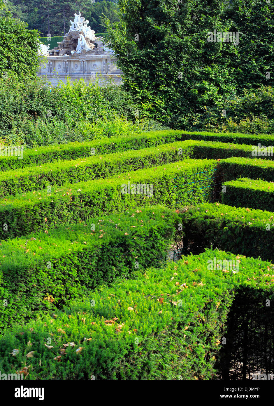 Maze in the garden, Schonbrunn Palace, Vienna, Austria Stock Photo