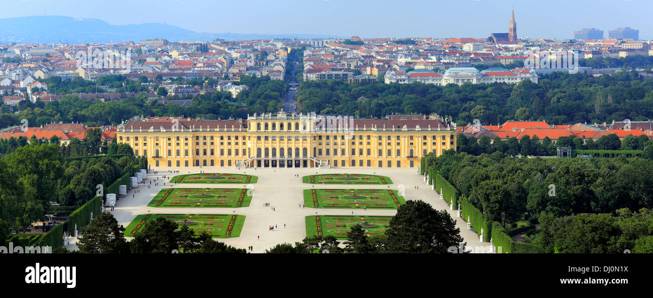 View of Schonbrunn Palace from Gloriette, Vienna, Austria Stock Photo