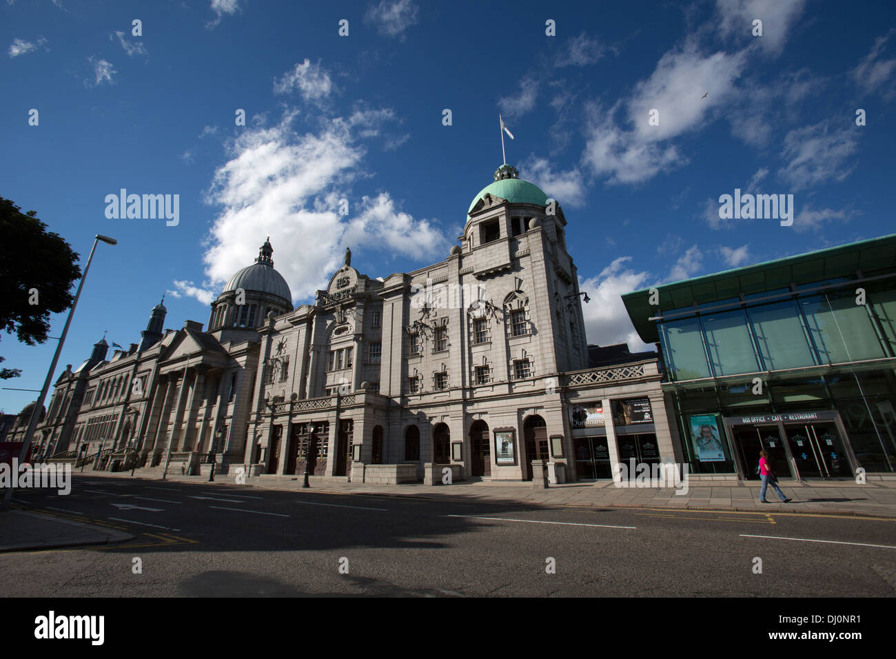 City of Aberdeen, Scotland. Picturesque view of Rosemount Viaduct, with His Majesty’s Theatre in the foreground. Stock Photo