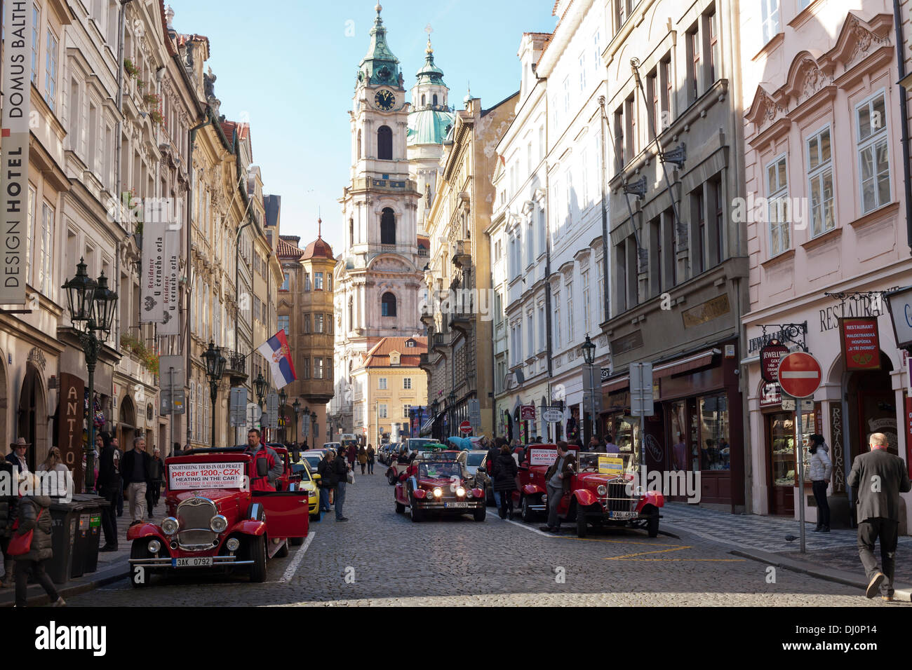Prague. Old automobiles. Old town. Stock Photo