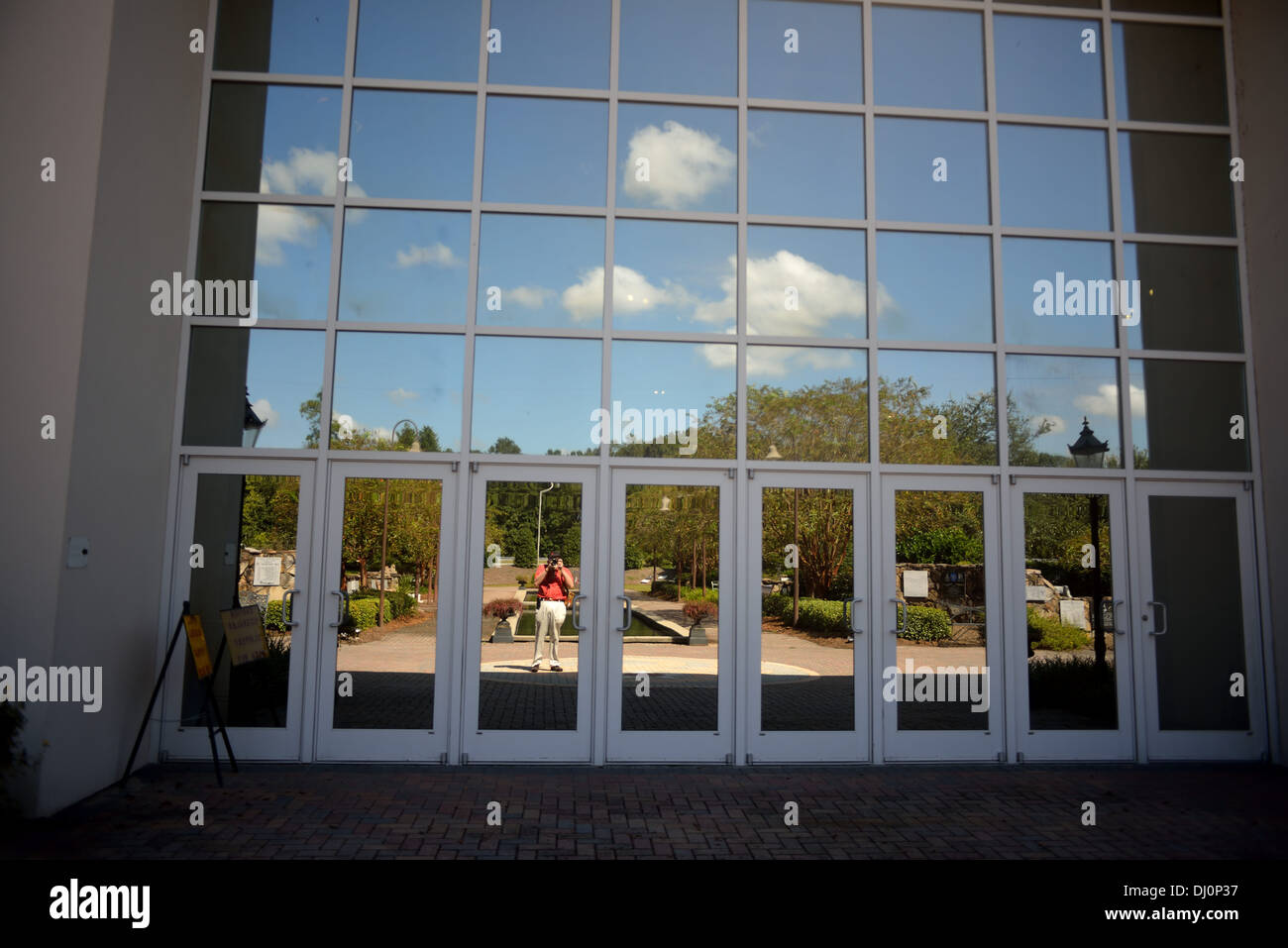 Glass doors and windows at the 8th Air Force museum Stock Photo