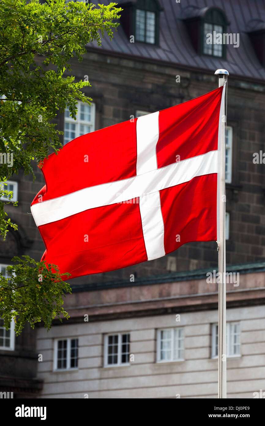 Danish flag flying Copenhagen Denmark Stock Photo