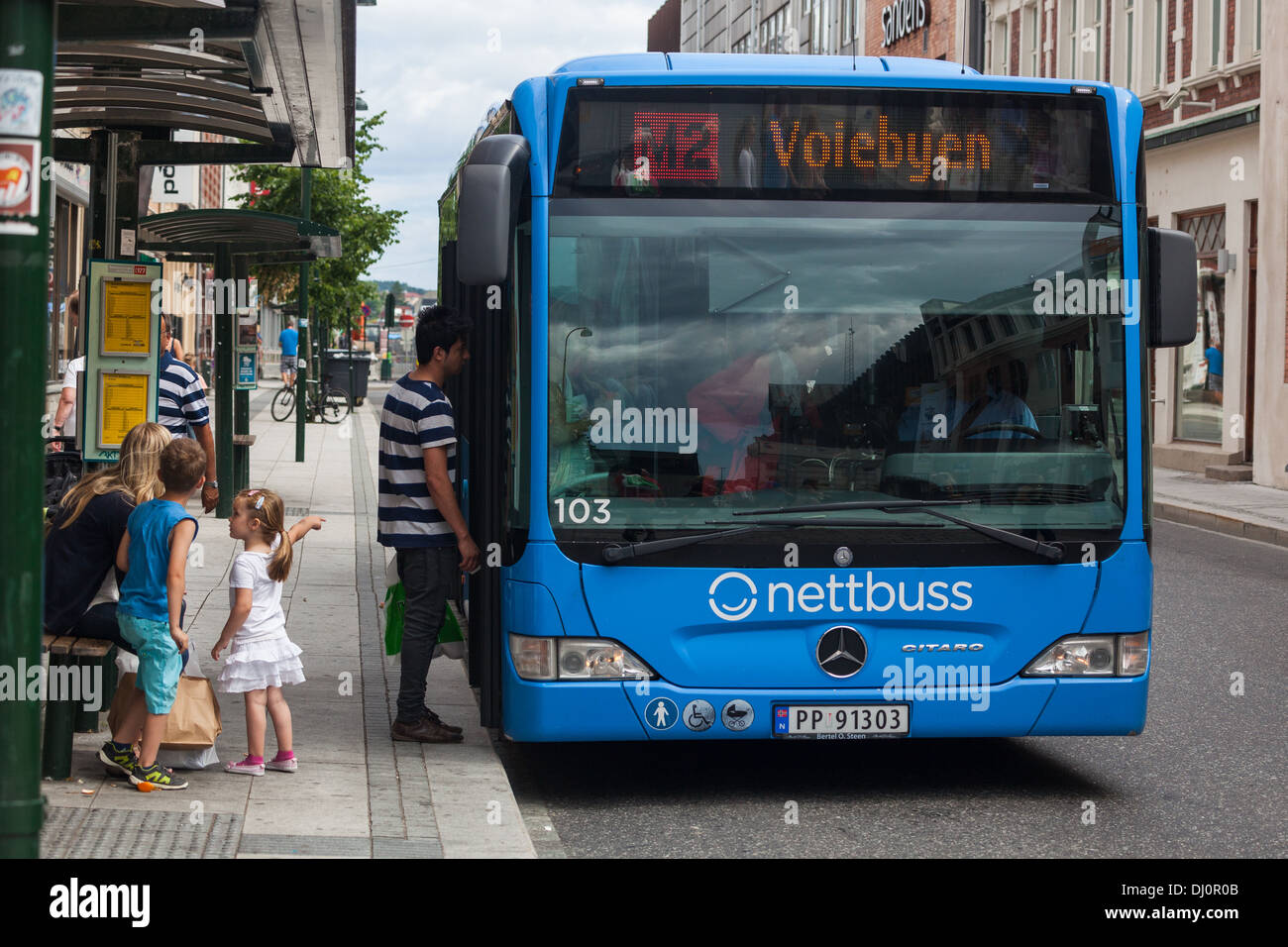 Public transport. Buses Kristiansand Norway Stock Photo