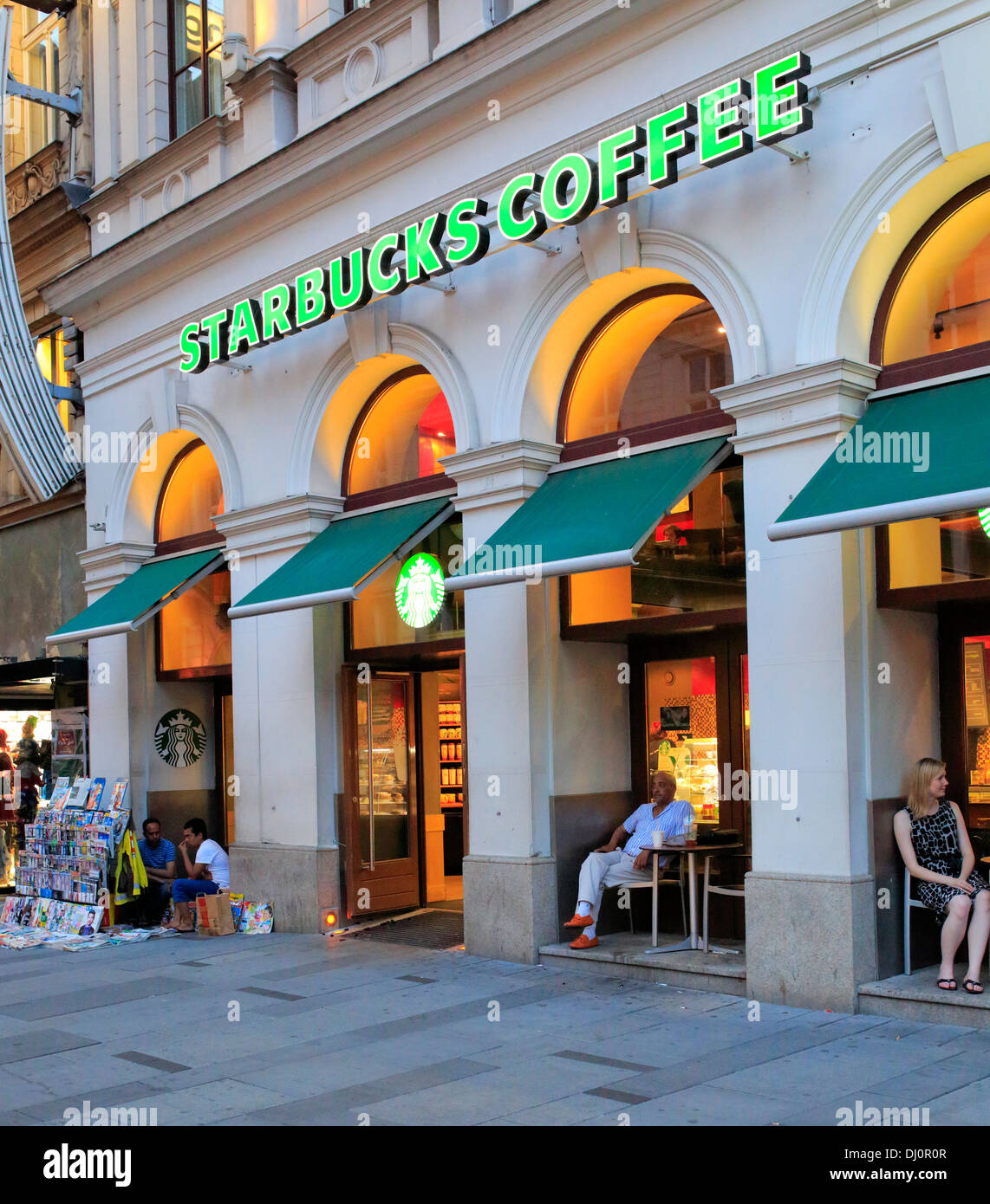 Karntner Strasse at night, Vienna, Austria Stock Photo