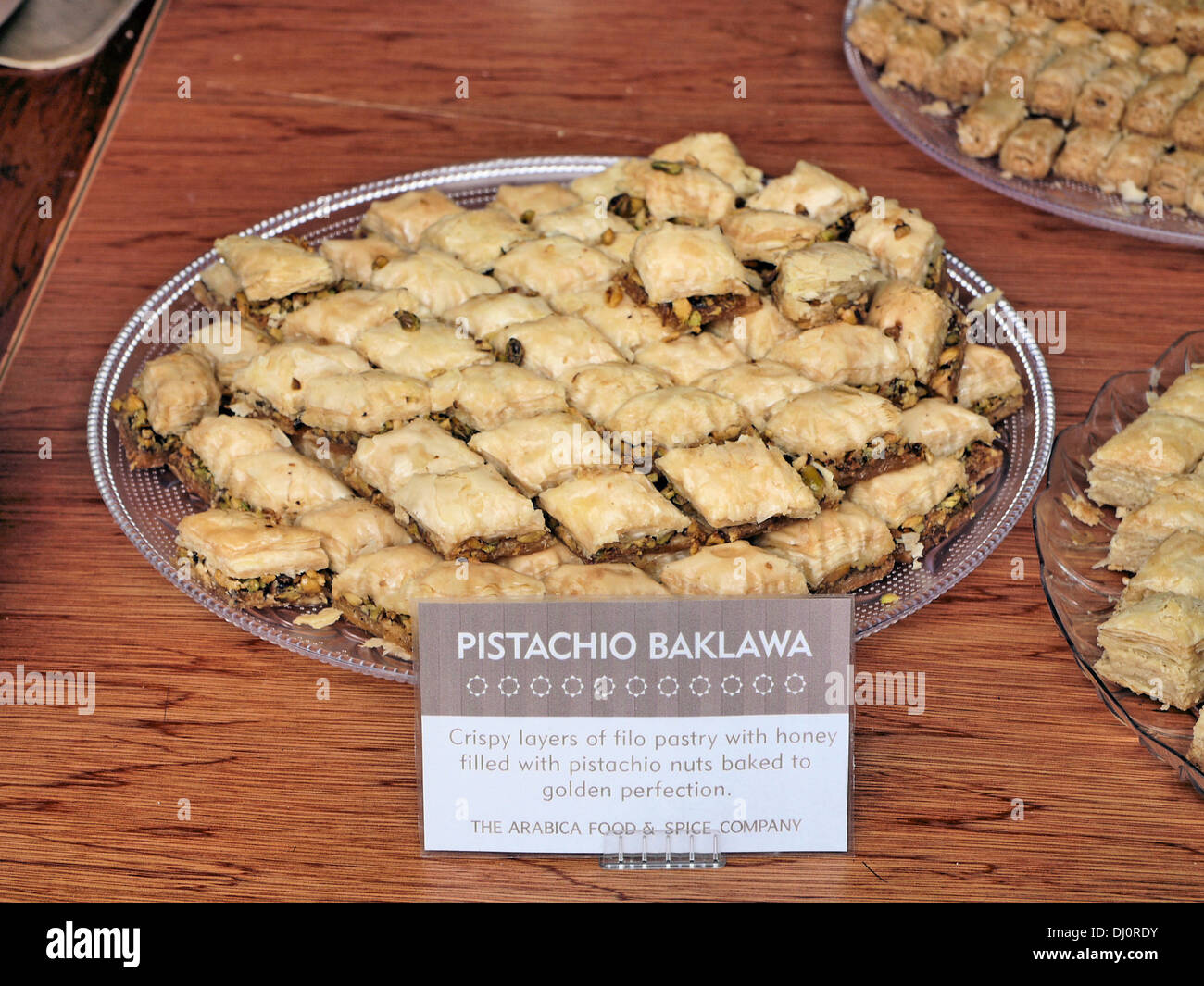 -Pistachio Baklawa- Gastronomy (London, United Kingdom). Stock Photo