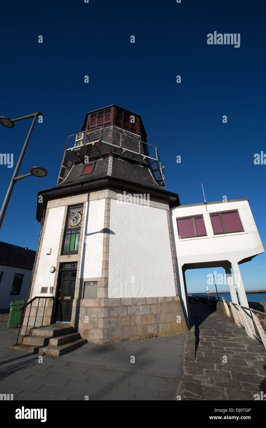 City of Aberdeen, Scotland. The Round House is a former marine navigation control centre located at Aberdeen’s harbour entrance. Stock Photo