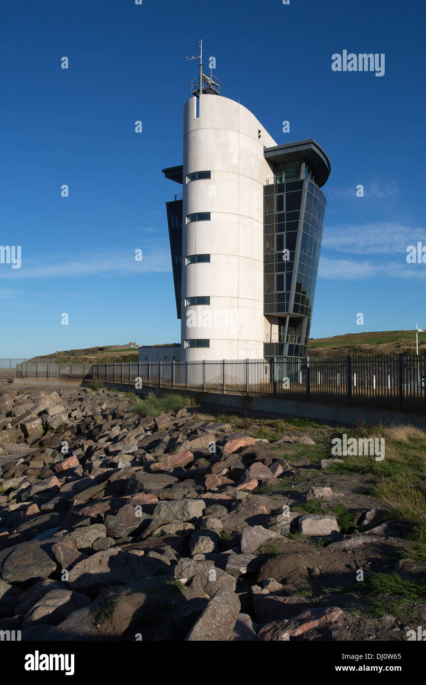 City of Aberdeen, Scotland. Picturesque view of the Marine Operations Centre at Aberdeen’s harbour entrance. Stock Photo