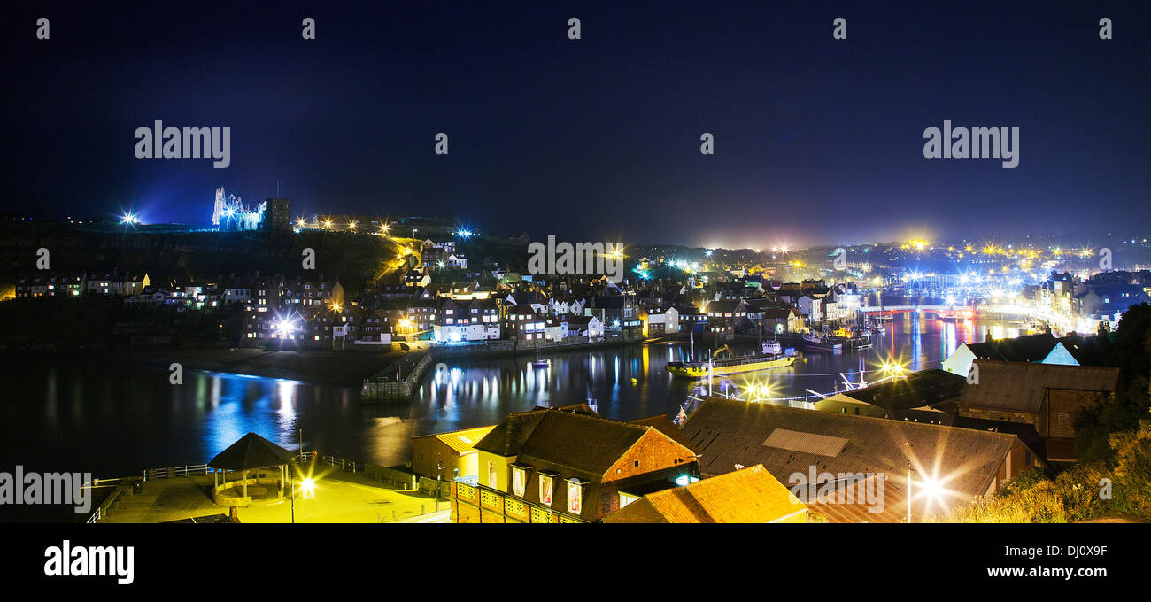Whitby at Night Stock Photo
