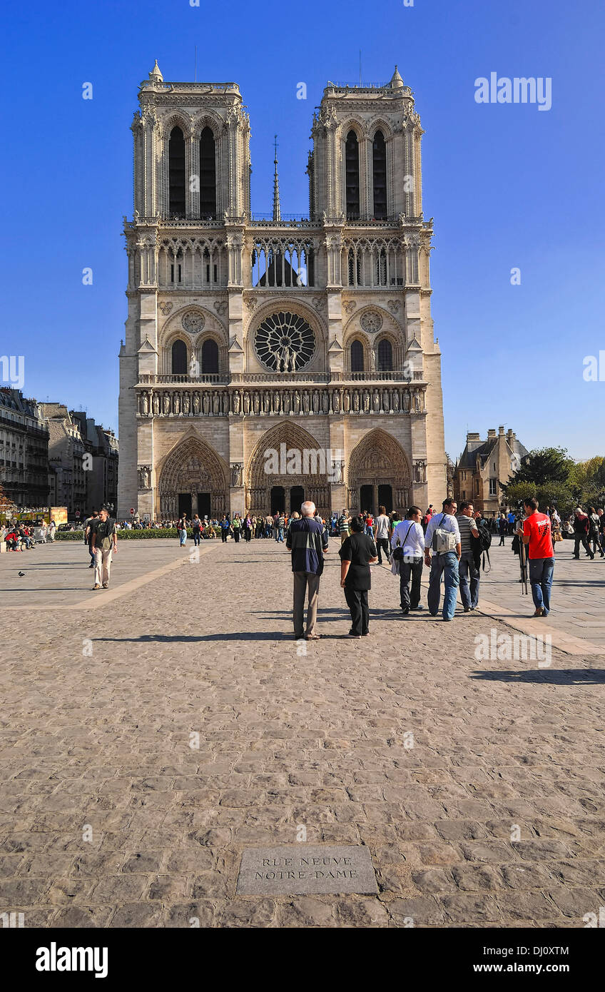 Notre Dame Cathedral in the city of Paris, France. Stock Photo