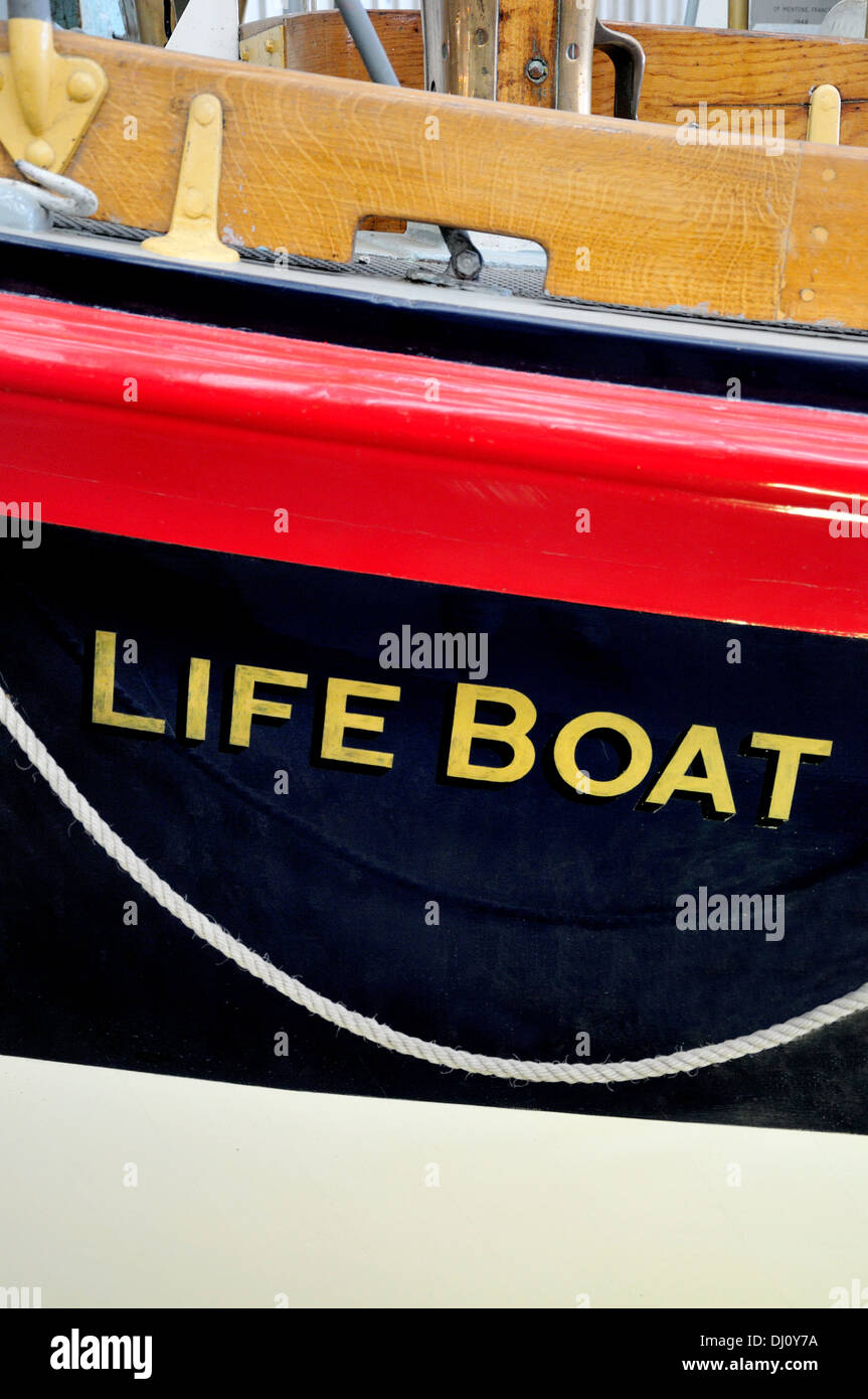 Chatham, Kent, England, UK. Chatham Historic Dockyard. Detail of RNLI Lifeboat Stock Photo