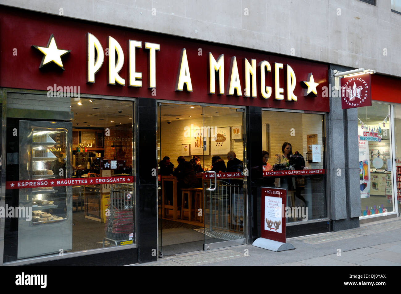 London, England, UK. Pret a Manger shop front Stock Photo