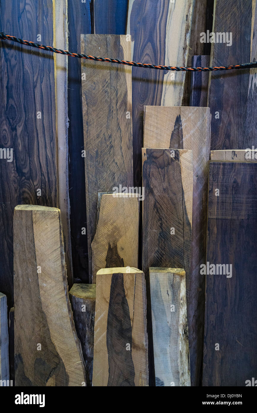 Ziricote wood stored at Sam Maloof's studio, the famous artist