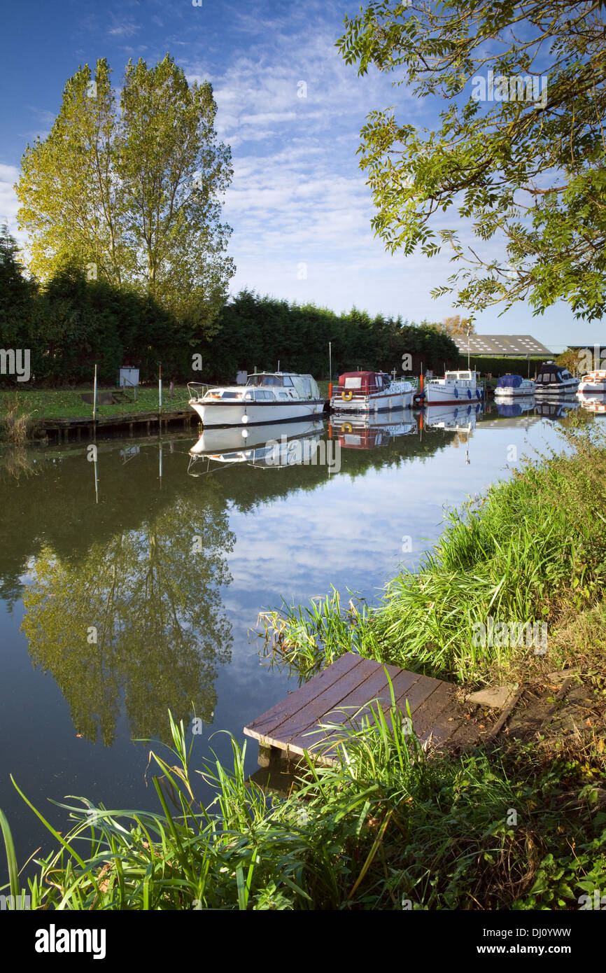 Boats moored at Brigg Marina on the River Ancholme in North