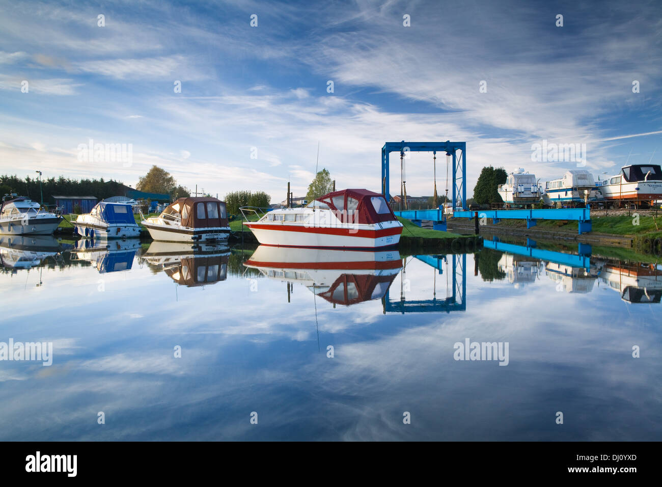 Boats moored at Brigg Marina on the River Ancholme in North