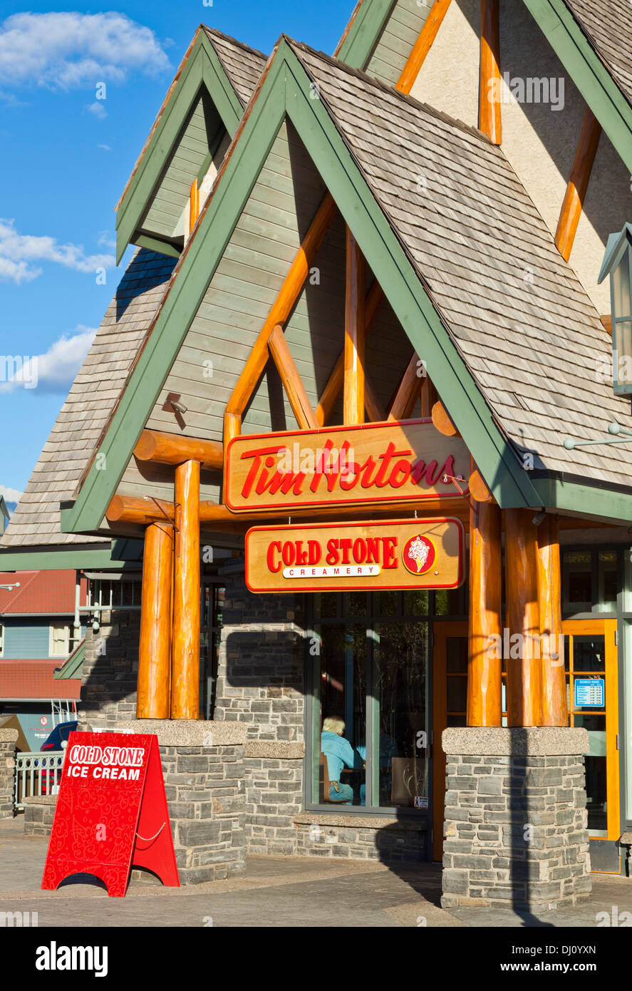 Tim Hortons fast food restaurant in downtown Jasper Alberta Canada Stock Photo