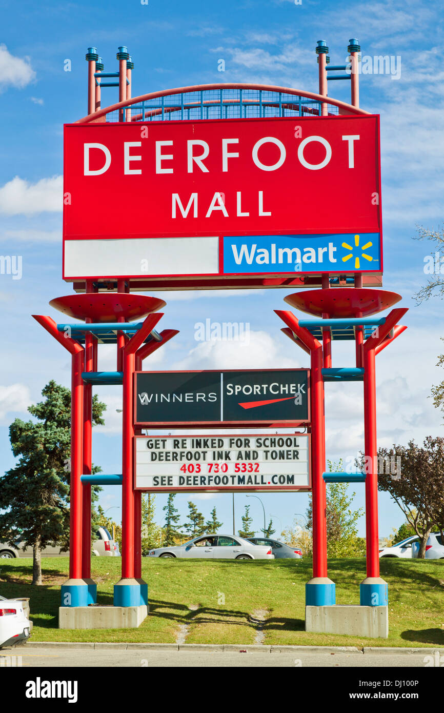 Deerfoot mall outlet mall shopping center centre sign Calgary Alberta Canada Stock Photo