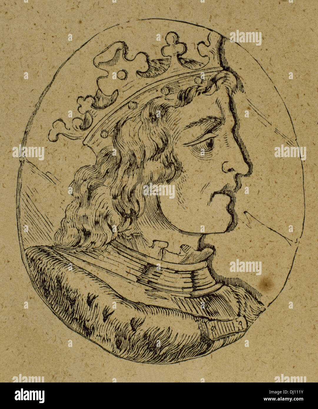 Ramiro III (961–985), king of León (966–984). Engraving. Stock Photo