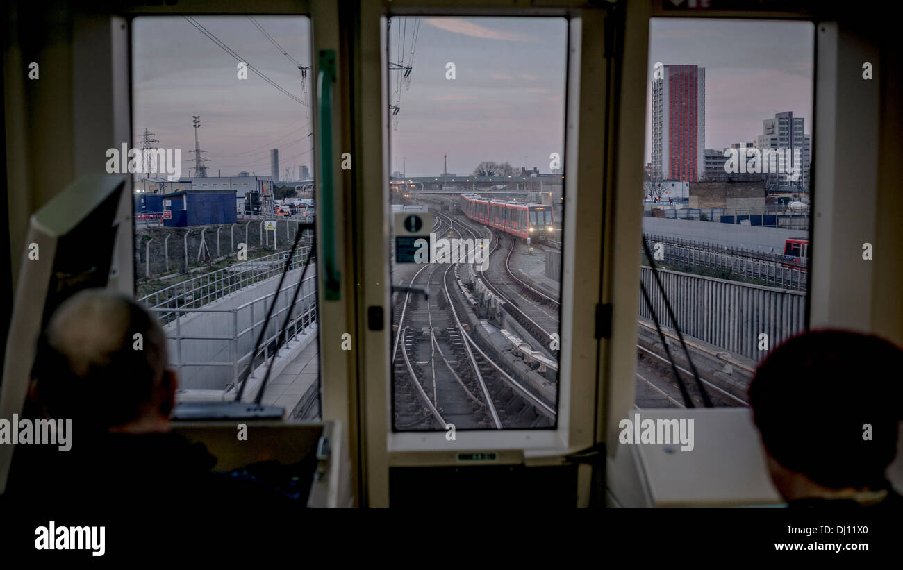 Driver's cabin of a London train Stock Photo