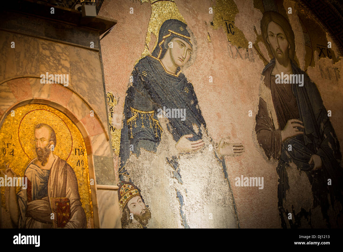 Mural / mosaic inside Church of the Holy Savior at Chora - Istanbul, Turkey. Stock Photo