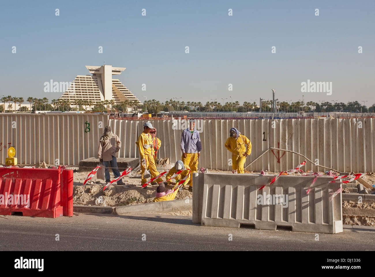 Migrant Worker in Doha Qatar Stock Photo