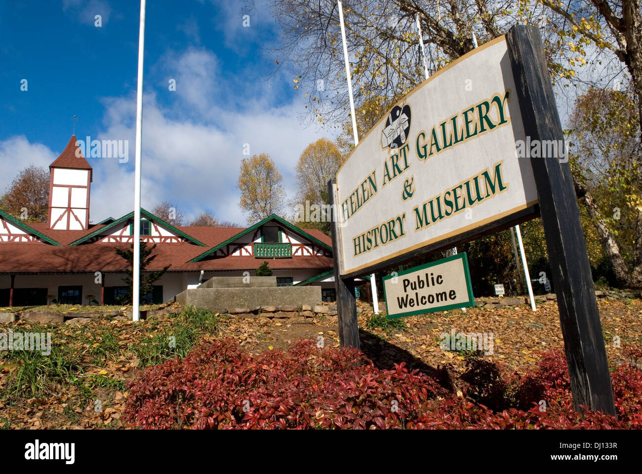 Helen Art Gallery & History Museum sign Helen USA Stock Photo