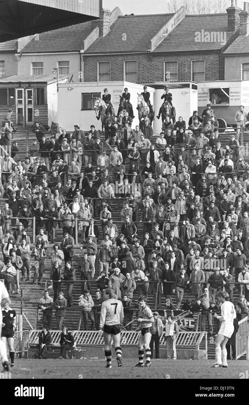 Football supporters standing on terraces at Selhurst Park 9th March