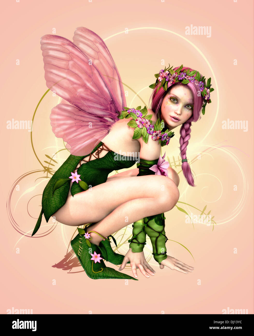 3d computer graphics of a fairy with butterfly wings Stock Photo