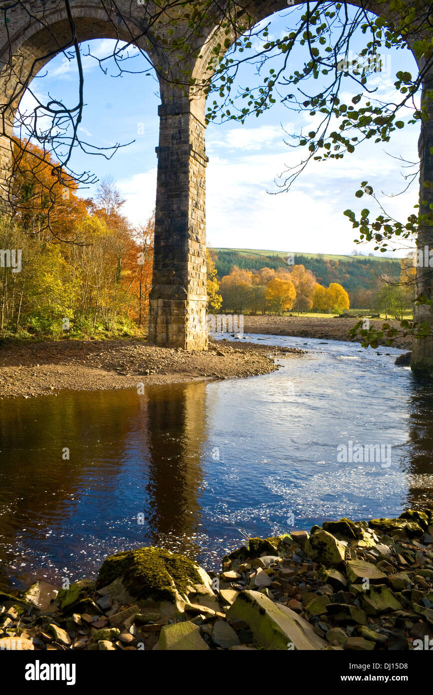 Lambley viaduct towers over the river south Tyne Stock Photo