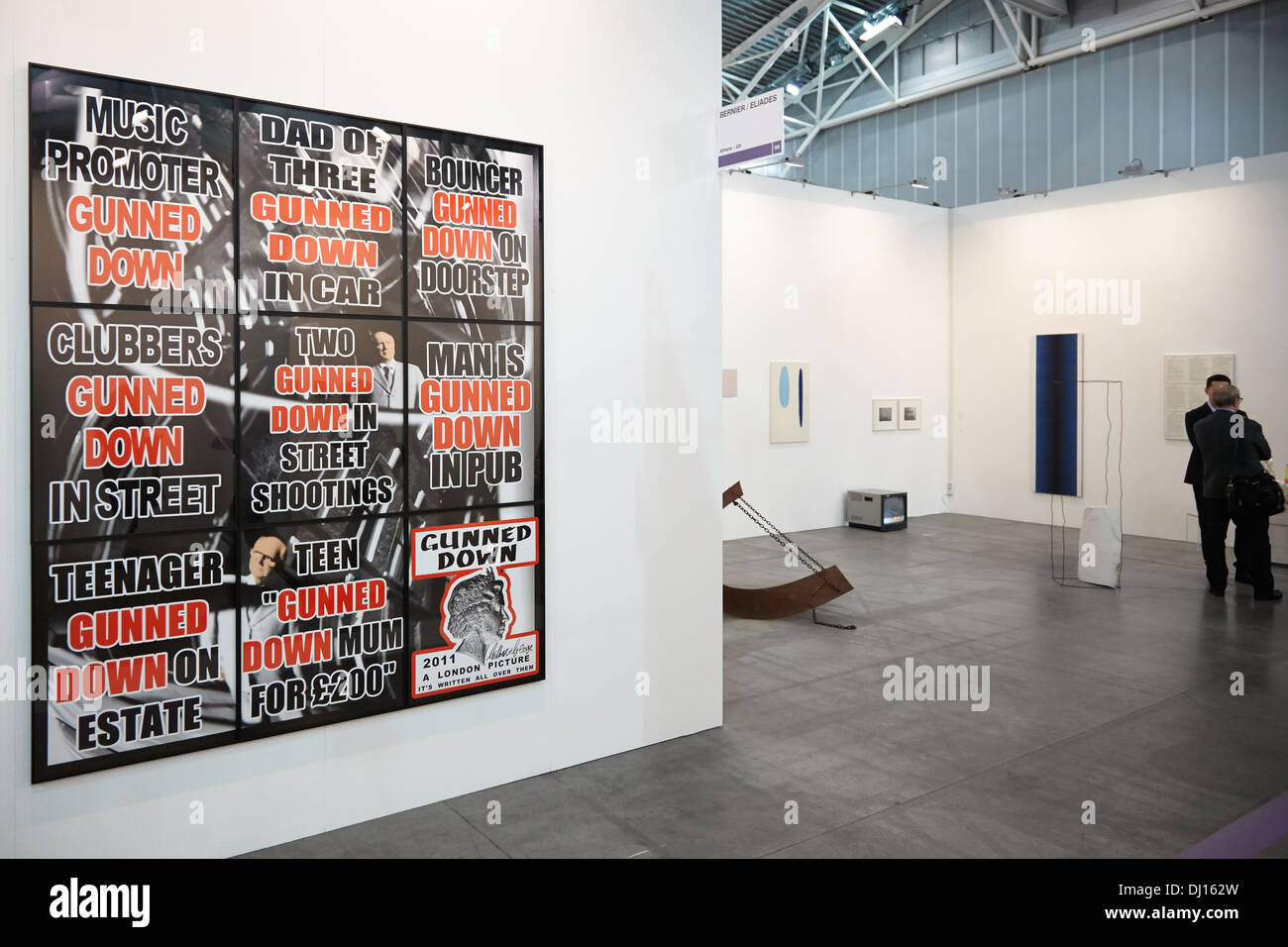 Gilbert & George artwork and visitors during Artissima 2013 art fair in Turin, Italy Stock Photo